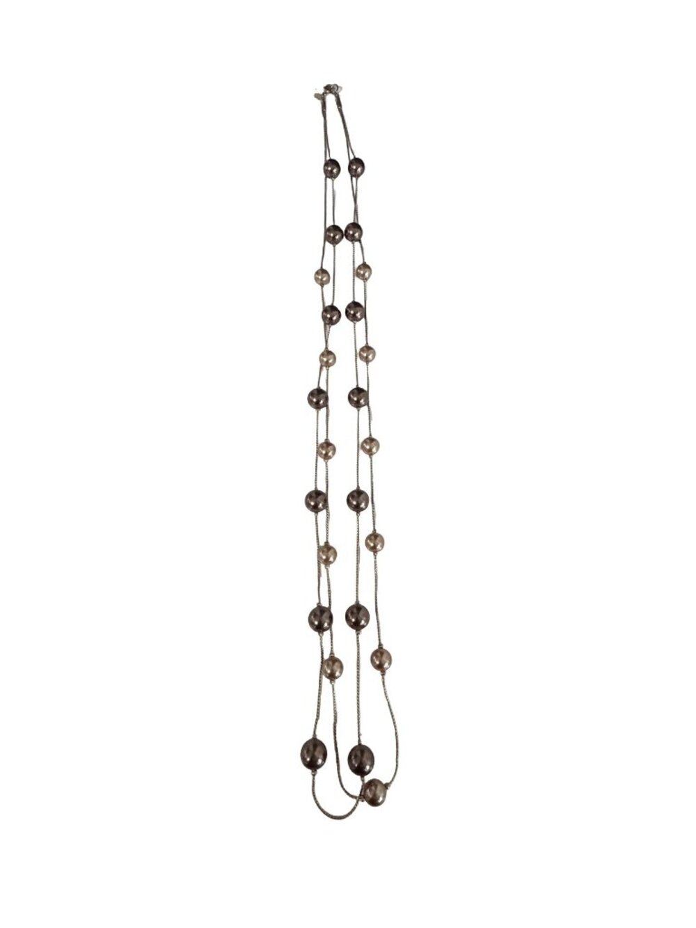 Vintage RMN Roman 34" Double Strand Gray Faux Pearl Station Necklace